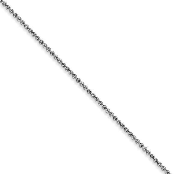 1.1mm 14k White Gold Solid Round Cable Chain Necklace, 16...
